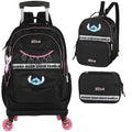 Kit Mochila Rodinhas Stitch Lancheira e Estojo